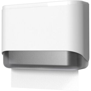 TLILY Paper Towel Dispenser Wall Mounted Adhesive Multifold Trifold Commercial Paper Hand Towel Dispenser for Bathroom-White