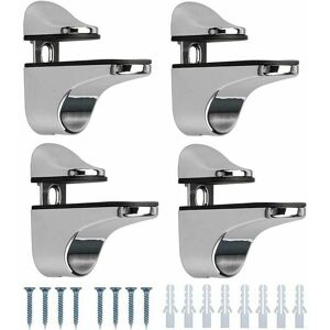 AYYQH 4 Pieces Glass Shelf Bracket, Adjustable Polished Zinc Alloy Bathroom Glass Shelf For Glass And Wood Floors Up To 3-20 Mm Thickness Max