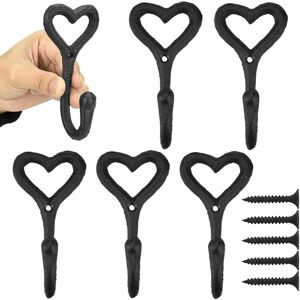 Linghhang - 6 pcs Metal Wall Mounted Coat Hook 11.2cm x 5.5cm x 4cm Vintage Rustproof Heart Shaped Door Hooks with Screws for Bathroom Kitchen