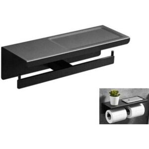 YMYNY Perforated Double Paper Towel Holder Waterproof Toilet Roll Holder Bathroom Toilet Storage-Black MUMU