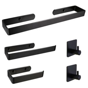 LINGHHANG 5 Piece Bathroom Shelf, Black Bathroom Towel Rack, Plug in, Paper Towel Holder, Paper Towel Roll Holder