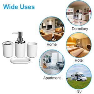 TLILY Pieces Plastic Bathroom Accessories Set, Toilet Brush with Toothbrush Holder, Tooth Mug (White)