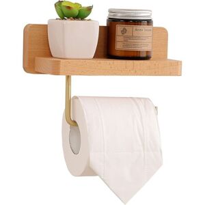 ROSE Pink Wooden Toilet Paper Holder with Shelf Self Adhesive Wall Mounted Toilet Paper Holder for Bathroom