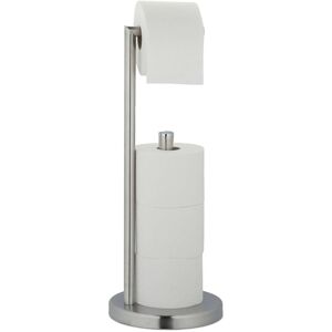 Relaxdays - Toilet Paper Holder, Free-Standing, 3 Spare Rolls, HxØ: 53 x 20.5 cm, Bathroom & wc Accessory, Steel, Silver
