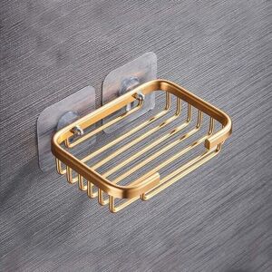 ZVD Metal Soap Dish, Strong Suction Cup, Self-Adhesive Wall Mount for Bathroom, Shower, Bathtub (Gold)