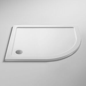 Pearlstone White Offset Quadrant Shower Tray 900mm x 760mm Right Handed - Nuie
