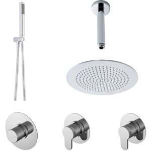 Balterley - 2 Outlet Concealed Valves Shower Bundle with Handset, Ceiling Mount Arm & Head - Chrome