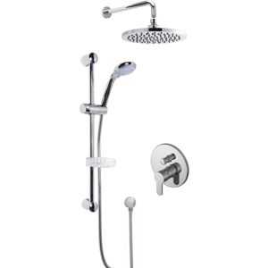Balterley - Pride Concealed Round Manual Valve with Multi Function Slide Rail Kit, Arm & Head Shower Bundle - Chrome