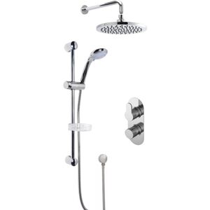Balterley - Pride Concealed Round Twin Valve with Multi Function Slide Rail Kit, Arm & Head Shower Bundle - Chrome