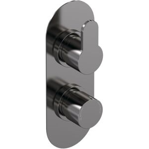 Balterley - Pride Round Concealed Twin Thermostatic Shower Valve With Diverter (2 Outlets) - Brushed Pewter