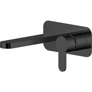 BALTERLEY Round Wall Mount 2 Tap Hole Basin Mixer Tap & Back Plate - Matt Black