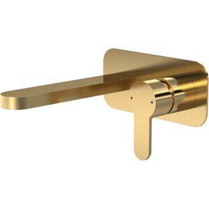 Balterley - Round Wall Mount 2 Tap Hole Basin Mixer Tap & Back Plate - Brushed Brass