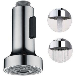 Pull-out sink sprayer with stop button, brushed, 2 nozzles, kitchen sink, faucet, silver Ymyny