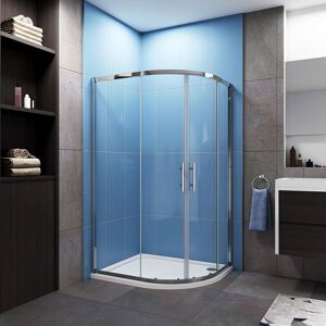Biubiubath - 1000 x 900 mm offset Quadrant Shower Cubicle Enclosure 6mm Glass Sliding Shower Door with Right Entry Tray + Waste