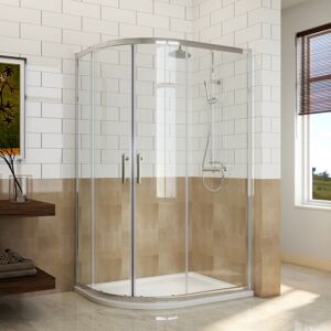 ELEGANT 900x800mm Quadrant Shower Enclosure 6mm Easy Clean Glass Sliding Door with bar handles