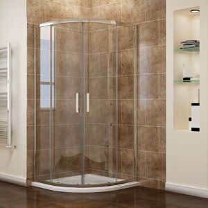 Quadrant Shower Cubicle Enclosure Sliding Door 6mm Easy Clean Glass 900 x 900 mm with Stone Tray - Elegant