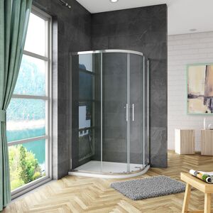 AICA SANITAIRE 1000x800x1850mm Quadrant Shower Enclosure Sliding Shower Door NANO Glass with 1000x800x30mm right entry shower tray and Riser Kit and Plinth