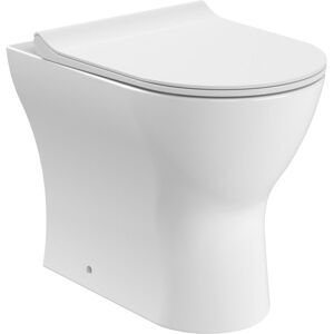 Rimless Back to Wall Toilet Pan with Soft Close Sandwich Seat, Modern Compact Ceramic WC Design - White by Balterley