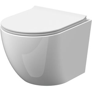 BALTERLEY Rimless Wall Hung Toilet Pan & Soft Close Sandwich Seat - 360mm x 360mm x 482mm