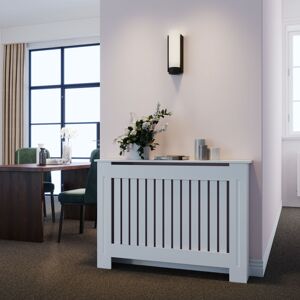 ELEGANT Radiator Covers Modern Slat White Painted Cabinet Radiator Shelve for Living Room/Bedroom/Kitchen, Vertical, MEDIUM