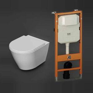 RAK CERAMICS RAK Resort Rimless Hidden Fixation Wall Hung Toilet with Ecofix 1140mm Toilet Frame - Slim Sandwich Soft Close Seat