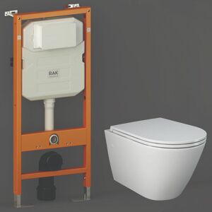 RAK CERAMICS Rak Resort Rimless Wall Hung Pan with Ecofix 1140mm Toilet Frame - Slim Sandwich Soft Close Seat
