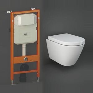 RAK CERAMICS Rak Resort Rimless Wall Hung Pan with Ecofix 1140mm Toilet Frame - Soft Close Seat
