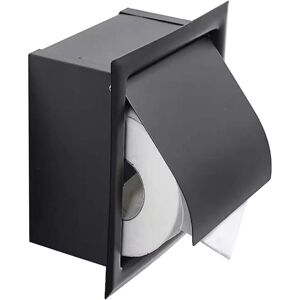 CYSLMUK Recessed Toilet Paper Holder, Stainless Steel with Cover, Recessed Design, Space Saving, Matte Black Toilet Paper Holder, Suitable for Kitchen,