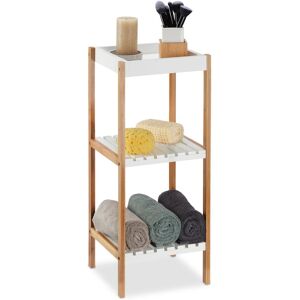 Relaxdays - 3-Tier Bathroom Shelf, Free Standing, Open Bamboo Kitchen Rack, mdf, No Drilling, hwd: 72x30x29 cm, Natural/White