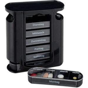 Relaxdays - Set of 5 Pill Organisers 7-Day, Weekly Medicine Box, 4 Compartments, Morning, Noon, Evening, Night, Black