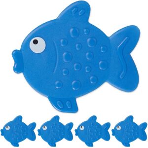 Relaxdays - Set 10x Non-slip Bath Stickers, Fish Design, Shower Pads with Suction Cups, for Kids, HxW: 12.5 x 11 cm, Blue