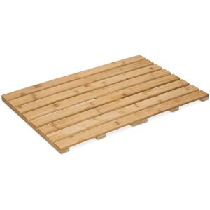 Relaxdays Bamboo Bath Mat, 60 x 40 cm, Non-slip Shower Pad, Indoor & Outdoor Shower, Sauna, Foldable Bathmat, Natural