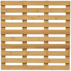 Relaxdays - Bamboo Bath Mat, 50 x 50 cm, Non-Slip, for Bathtub, Shower & Sauna, Indoor & Outdoor, Slatted Board, Natural