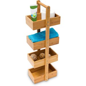 Relaxdays Bamboo Standing Shelf (75 x 25 x 18 cm) 4 Shelves, Bathroom Shelf Unit with 4 Basket Shelves Shower Caddy