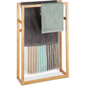 Relaxdays - Bamboo Towel Rack, Clothes Valet Stand, Free Standing Towel Holder, h x w x d: 90 x 60 x 20 cm, Natural