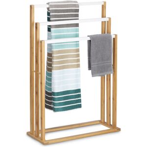 Relaxdays - Bamboo Towel Stand Size: approx 82 x 54 x 24 cm Ascending Rails Towel Holder w/ 3 Rails as Elegant Bathroom Accessory Freestanding Towel