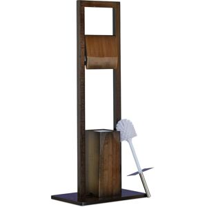 Relaxdays - Bath Accessory Set, Roll Holder, Toilet Brush, Toilet Paper Stand, Bamboo, 82 x 36 x 21 cm, Brown