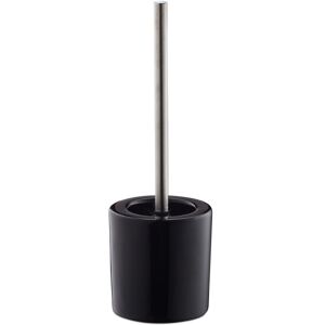 Relaxdays Bathroom & Toilet Accessory Set, Brush Holder, Brush Head, Bath Set, HxD 38.5 x 12.5 cm, Black