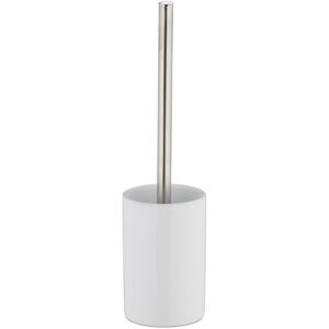 Set of 10 Relaxdays Ceramic wc Accessory Packages, Toilet Brush with Round Holder, Exchangeable Brush Head, 36 cm, White