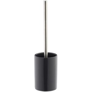 Set of 10 Relaxdays Ceramic wc Accessory Packages, Toilet Brush with Round Holder, Exchangeable Brush Head, 36 cm, Grey