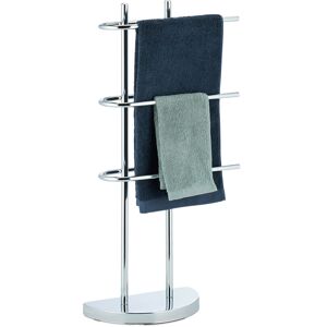 Relaxdays - Chrome Towel Rack, 3 Tiers, Half-Round Base, Freestanding Towel Holder, Metal, hwd: 83x40x18 cm, Silver