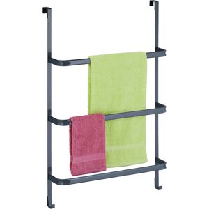 Relaxdays - Door Towel Rail, without Drilling, 3 Bars & 2 Hooks, 85 x 54.5 x 15 cm, Over-the-Door Rack, Steel, Anthracite