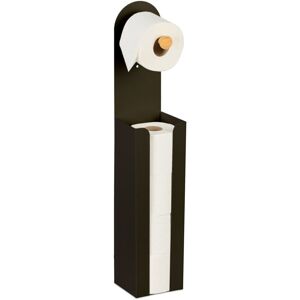 Relaxdays freestanding toilet roll holder, HxWxD: approx. 66x12x11cm, iron & bamboo, toilet roll storage, black/natural