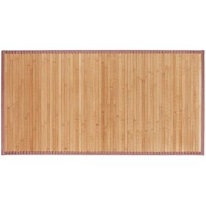 Relaxdays - Natural Bamboo Bath Mat, Moisture-Resistant, Textile Border, Bathtub Rug , 61 x 122 cm