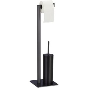 Relaxdays - wc Set with Paper Roll Stand, Toilet Brush & Holder, Bathroom Accessories, HxWxD: 72.5 x 20 x 20 cm, Black