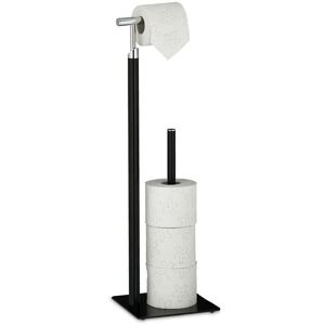 Toilet Paper Holder, Free-Standing, for 4 Spare Rolls, 71 x 20 x 20 cm, Bathroom & wc Accessory, Black/Silver - Relaxdays