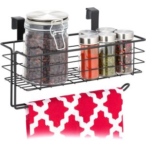 Hanging Basket, Lattice Storage with Roll Holder or Towel, Kitchen & Bathroom, Metal, hwd: 18x31x17 cm, Black - Relaxdays