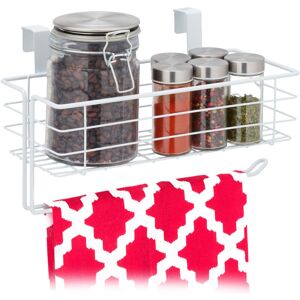 Set of 10 Hanging Baskets, with Roll or Towel Holders, for Kitchen & Bathroom, Metal, hwd: 18x31x17 cm, White - Relaxdays