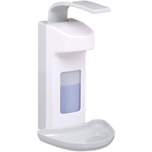 Relaxdays - Set of 4 Sanitizer Dispensers with Drip Tray, Hygienic Wall Container, Disinfectant, Arm Lever, 500 ml, White