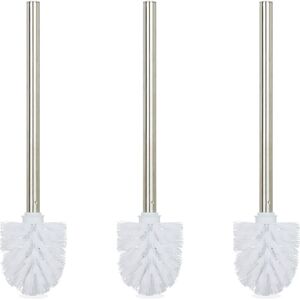 RELAXDAYS 6 x toilet brush, WC brush, replacement, removable head, stainless steel handle, HxD 35 x 8 cm, white, set